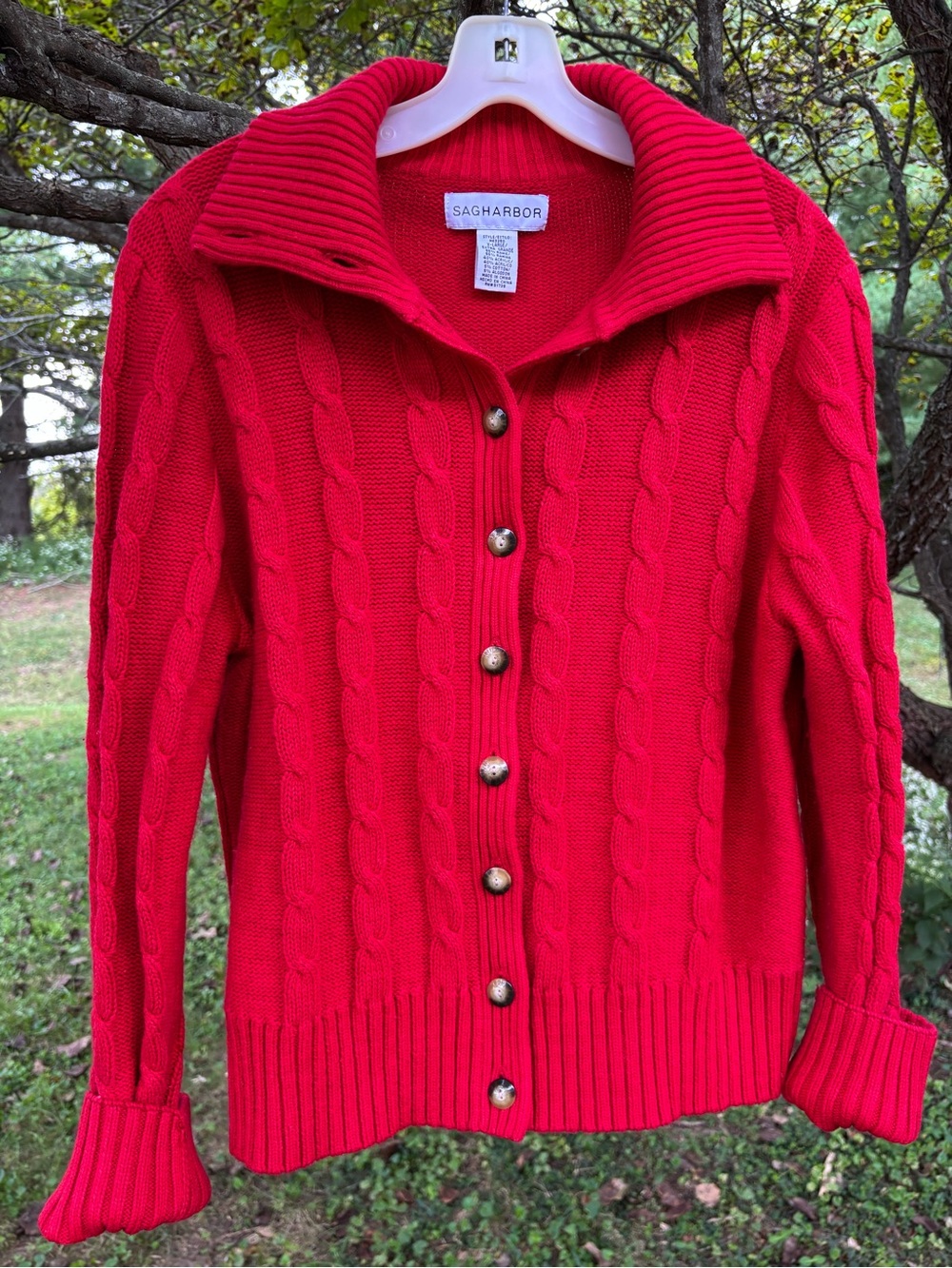 Cable-Knit Button-Up Turtleneck Sweater Jacket with versatile collar